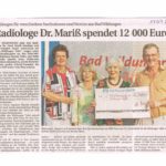 2006-07-17 Radiologe Dr. Mariß spendet 12.000 Euro